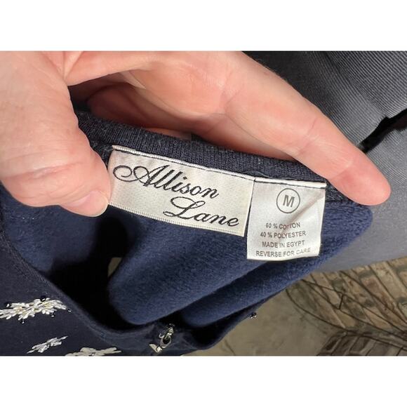 cardigan sweater zip front snowflake - Picture 6 of 8